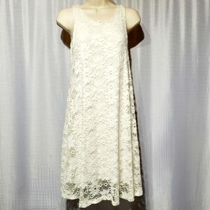 Ginger G Cottagecore Daisy Lace Sheath Summer Mini Dress (L)